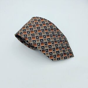 Platinum Designs Silk Tie Black Brown Geometric Necktie 63 x 4